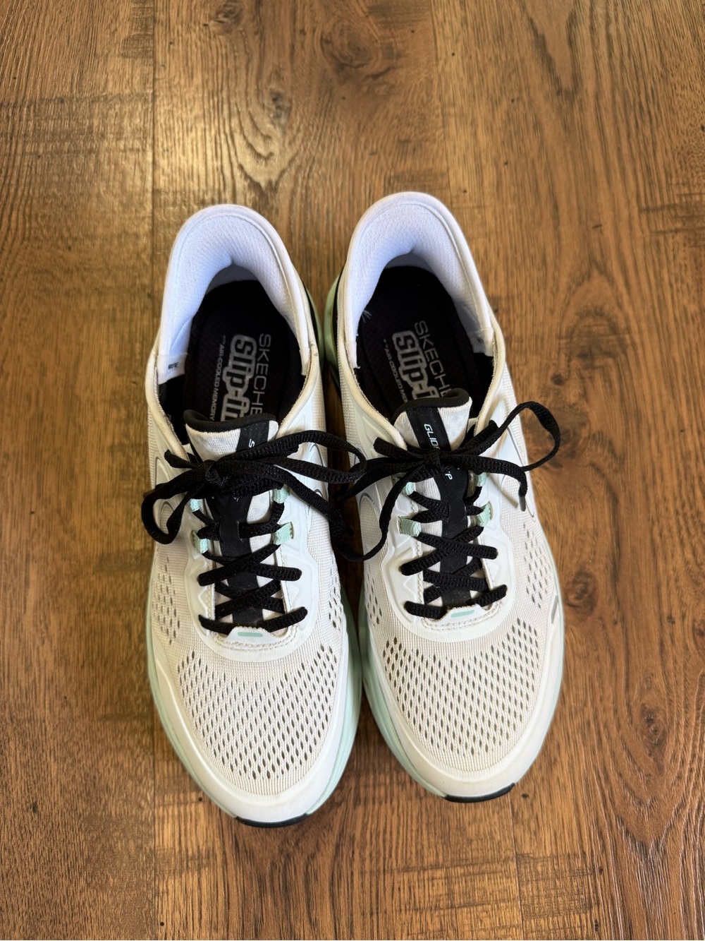 SKECHERS Slip-ins Glide-Step Memory Foam Lace-Up Athletic Sneakers White/Black